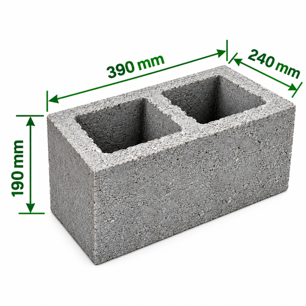 Hollow Concrete Block 390x240x190 mm for building construction in Chittagong